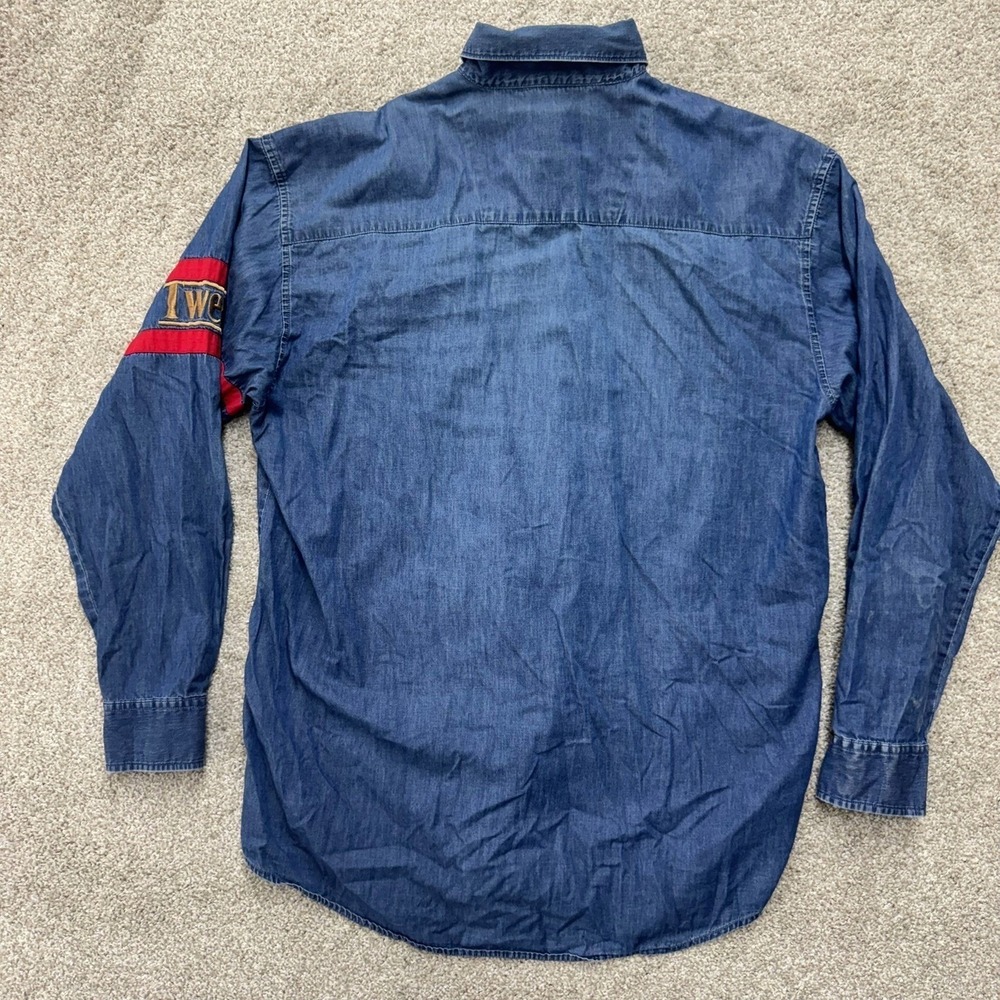 Wrangler TwentyX Denim Shirt Mens XL Blue Western Rodeo Embroidered Long Sleeve - Picture 2 of 10